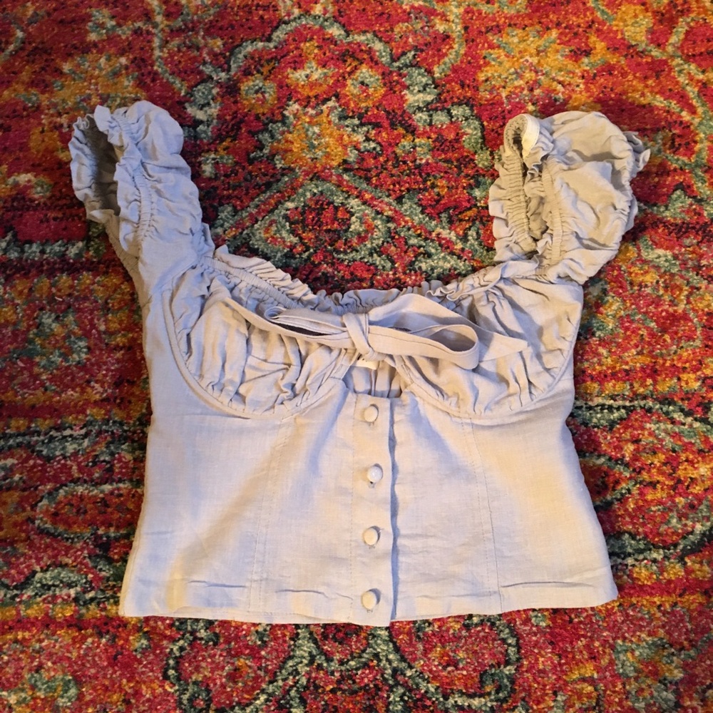 Princess Polly Blue Crop Top Size 2